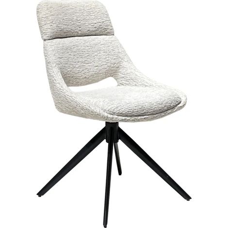 Chaise de repas pivotante 360° tissu doux écru et pieds métal – MAPLE (1/5)