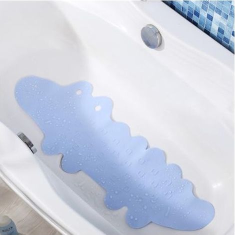 Tappetino antiscivolo per bambini, tappetino da doccia con ventose, lavabile in lavatrice, tappetino da bagno in TPR per bagno e vasca (coccodrillo blu, 95x34,5 cm) (1/5)