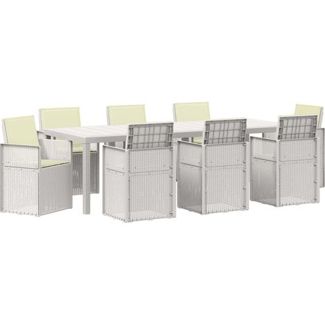 Maison Exclusive - Set da Pranzo per Giardino 9 pz Bianco e Crema PP (1/5)