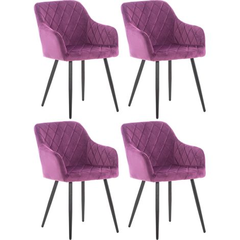 4er Set Esszimmerstuhl Shila lila Samt (1/5)