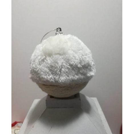 Palline bianca con corda e pelliccia per decorazioni da addobbi natalizi per albero di natale d 7 cm (1/5)