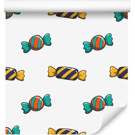 Bunte, gestreifte Tapete im Bonbonfarben-Design für Wohn- und Schlafzimmer, 50 x 1000 cm (1/5)