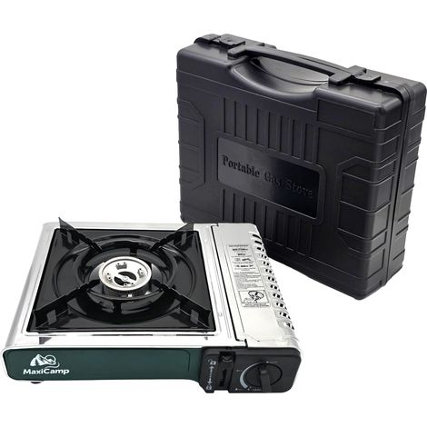 Maxicamp Cuisinière à gaz - Acier inoxydable vert - Système Safetwist-off - Plaque de cuisson portable - Sécurité gaz (1/5)
