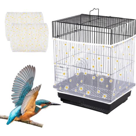 Filet Cage Oiseaux, Couverture de Cage à Oiseaux 2 Pièces, Ventilé est Antipoussière, Cage Universelle Ronde et Carrée, Extensible Couverture Cages à Oiseaux (1/5)