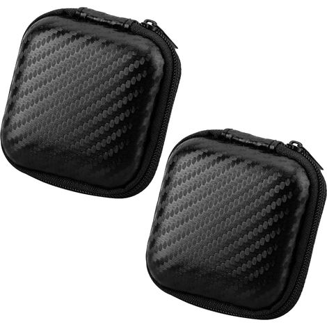 Ensemble de 2 étuis à rayures pour écouteurs, rigide avec poche filet, pour câble et accessoires. (1/5)