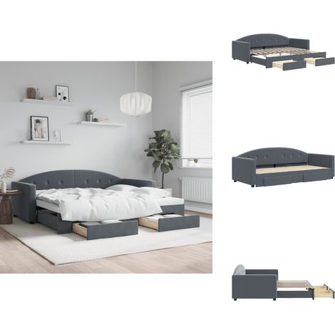 Lit de jour avec gigogne et tiroirs sans matelas 90x200 cm - Lit De Jour Avec Lit Gigogne - Lits De Jour Avec Lits Gigognes - Canapé-lit - Lit D'appoint (1/5)
