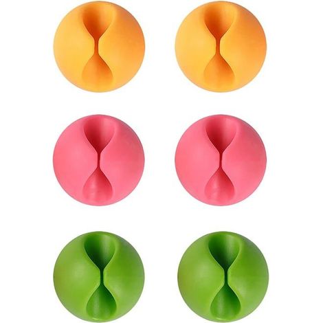 BelleRise - Attaches de câbles de bureau, adaptées à tous les câbles d'ordinateur (multicolores, 6 attaches par paquet) (1/5)