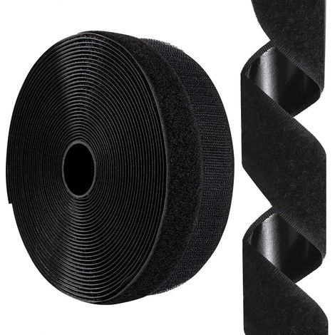 Selbstklebendes Klettband – für Moskitonetze, Türvorhänge usw. – mit Klettverschluss, 2 cm x 6 m, schwarz (1/5)