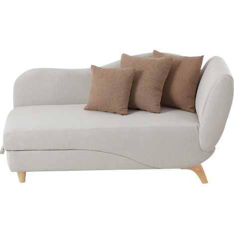 Méridienne gauche convertible avec coffre de rangement en tissu beige PENELOPE