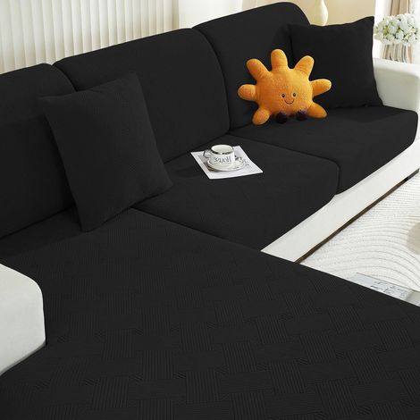 Housse Assise Canapé, Housse Coussin Canape Extensible, Housse Dossier Canapé, Protection Meubles Couvre pour Canapé, Housses De Coussin De Siège De Canapé (2 Places, Noir) (1/5)