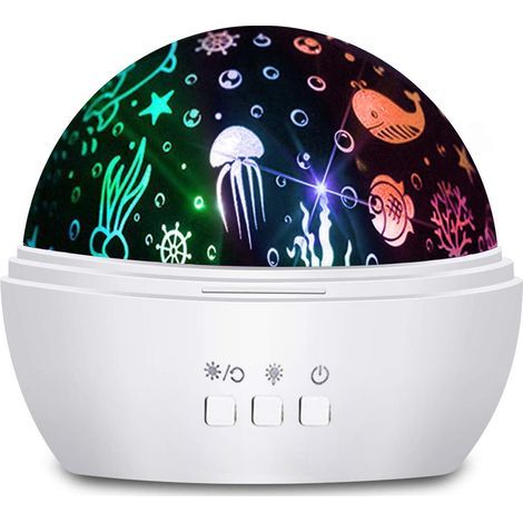 Veilleuse Bebe,Veilleuse Etoile Projection Rotation Lampe Projecteur Led Enfant et 8 Couleurs Lampe Projection Bébé pour Anniversaire Noël Soirée - Blanc (1/5)