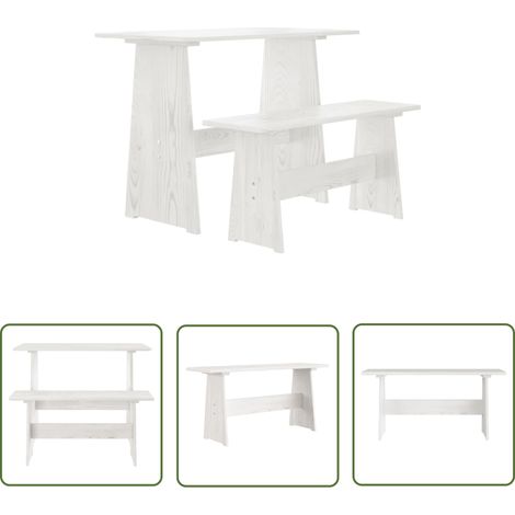 The Living Store – Table à manger avec banc REINE en bois de pin massif – 6 places – Style scandinave – Mobilier intérieur et extérieur – Décoration moderne (1/7)