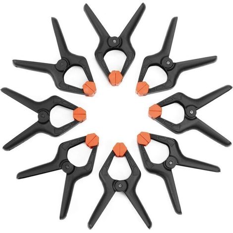 Pinces à Ressort Plastique, 8 Pièces,Ouverture jusqu'à 25,4mm,Pince de Serrage pour Décoration, Travaux du Bois et Studio de Photographie (1/4)