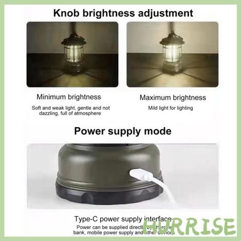 Garosa lampe suspendue d'extérieur Lanterne de camping suspendue d'extérieur, lampe de secours à intensité, jardin spot Noir (1/4)