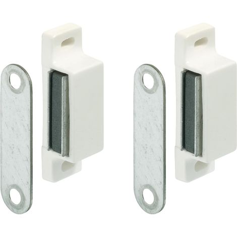 2x loqueteau magnétique 4 kg blanc noir marron loquet à aimant armoire meuble placard rectangle Blanc (1/4)