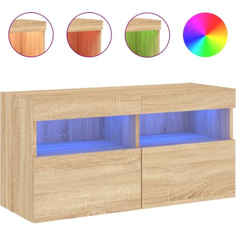 Maison Exclusive - TV-Wandschrank mit LED-Leuchten Sonoma-Eiche 8 (1/5)