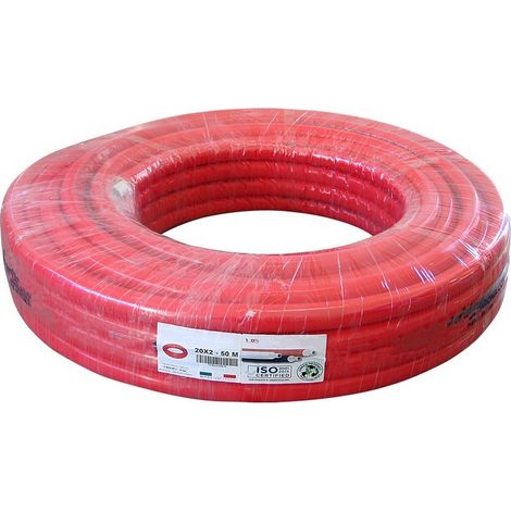 50MT TUBO MULTISTRATO spessore alluminio mm. 0,20 mis. 16x2,0 colore rosso MT 50 (1/2)