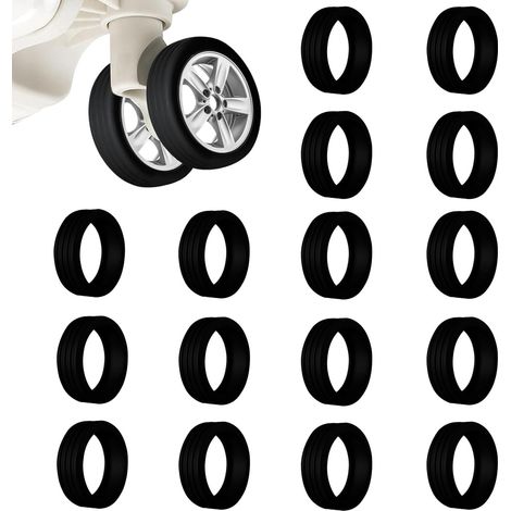 16 Pièces Protection Roue Valise en Silicone, Luggage Compartment Wheel Protection Cover Durable Housses de Roues de Valise à Bagages Silencieuse Réduction de Bruit Housse Valise Protection (1/5)