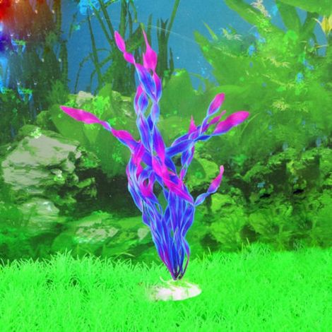TrAdE Shop Traesio - Pianta 32 Cm Piantina Artificiale Per Acquario Piante Finte Plastica Col. Purple - (1/3)