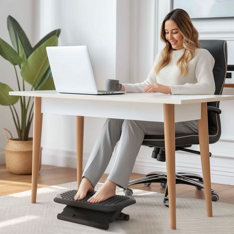 Ergonomische Büro-Fußstütze mit verstellbarer Höhe und Neigung, 46 x 35 cm, schwarz