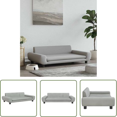 Hundebett Hellgrau 100x54x33 cm Samt vidaXL (1/5)