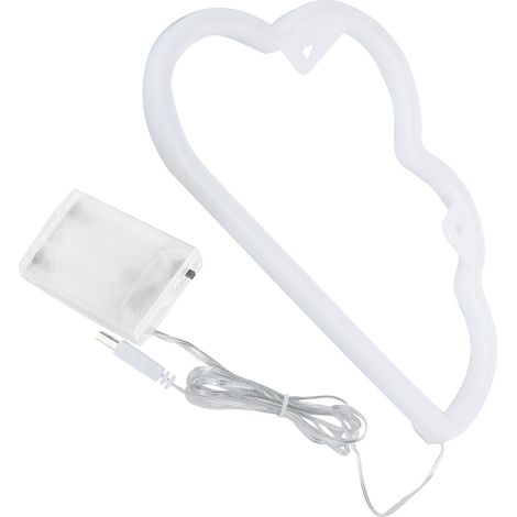Lampe de table néon LED pour chambre, bar, décoration de fêtes, veilleuse, alimentée par USB ou piles, couleur bleu nuage. (1/5)