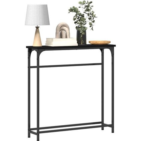 Maison Exclusive - Tavolo consolle Rovere Nero 75 x 19,5 x 75 cm Legno multistrato