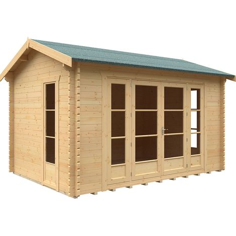14x10 Bamber 44mm Cabin - L415 x W295 x H272.6 cm - Solid Wood/Softwood/Pine - Natural
