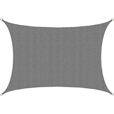 Voile d'ombrage UV - 3x4m Rectangulaire Protection Solaire Toile de Jardin Balcon Gris (1/4)