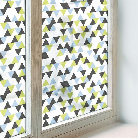 Fensterfolie 200x116 cm Sichtschutz Fenster Selbstklebend PVC Milchglas Dekorativ Dekorfolie Blickdicht Folie für Badezimmer Geometrische Dreiecke