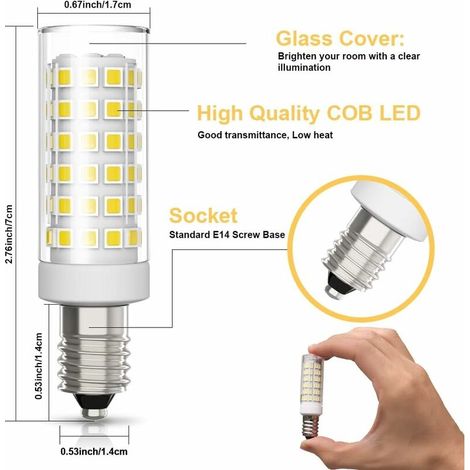 6 Pack E14 LED Ampoule 9W Équivalent Halogène 75W, Blanc Froid 6000K Non-Dimmable 360°Angle Faisceau pour Hotte Aspirante Lampe de Chevet Cuisine (1/3)