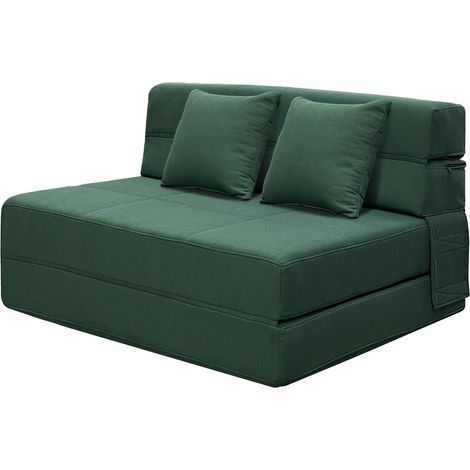 Canapé-lit double 150 x 200 cm, avec coussin, matelas d'invité, pliable
