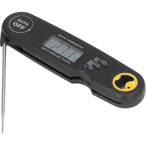 Thermomètre à Viande Électrique Pliable Étanche, Sonde pour Cuisson au Grill, Mesure Rapide de Température, Noir (1/5)