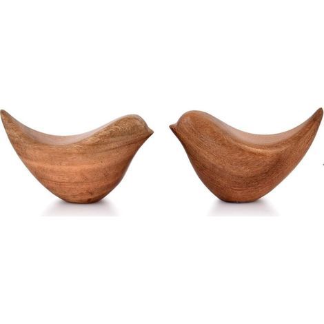 Lntyq Lot de statues d'oiseaux en bois d'acacia - Décoration d'intérieur pour salon, salle de bain, bureau - Style moderne - 11 cm x 5 cm x 6 cm (1/3)