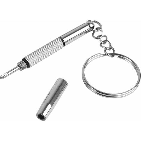 Mini tournevis porte-clés pour lunettes, outil de réparation de lunettes en acier inoxydable avec porte-clés. (1/5)