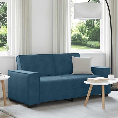 vidaXL Divano a 2 Posti Blu 180x78x84 cm in Velluto (1/5)