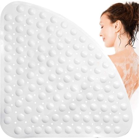 Tapis antidérapant Massa pour baignoire ou douche, triangulaire, avec trou d'évacuation, 54 x 54 cm (1/5)