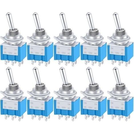 10 Pices Mini Interrupteur Levier ONOFFON 6 bornes 3 Position DPDT Mtal interrupteur bascule AC 125V 6A pour la (1/4)
