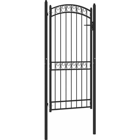 vidaXL Portail de clôture EMMEN avec arc en plein cintre, acier, 100 x 136 cm, noir (1/5)