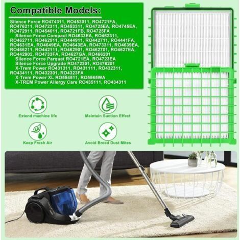 2 Ersatz-HEPA-Filter für Silence Force RO5762 RO5921, Silence Force Extreme, Silence Force Extreme Compact, X-Trem Power, W-trem Power XL Staubsauger (Alternative zu ZR0029) (1/4)