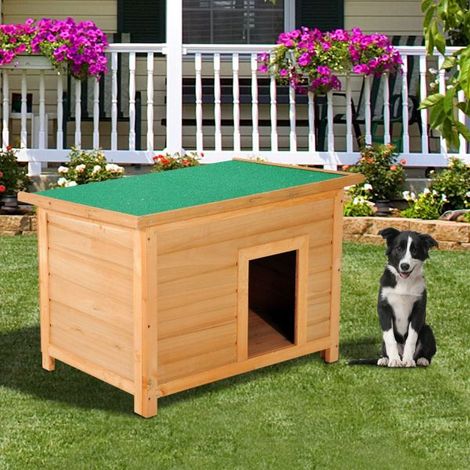 EASYCOMFORT Cuccia per Cani Impermeabile da Esterno in Legno di Abete, 82 x 58 x 58cm