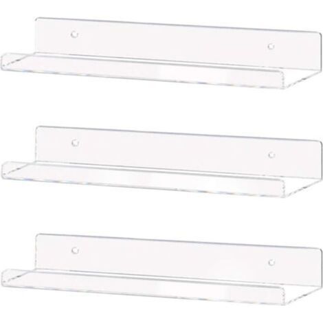 Étagère murale flottante invisible en acrylique transparent de 38 cm, étagère murale pour livres d'enfants (lot de 3) (1/4)