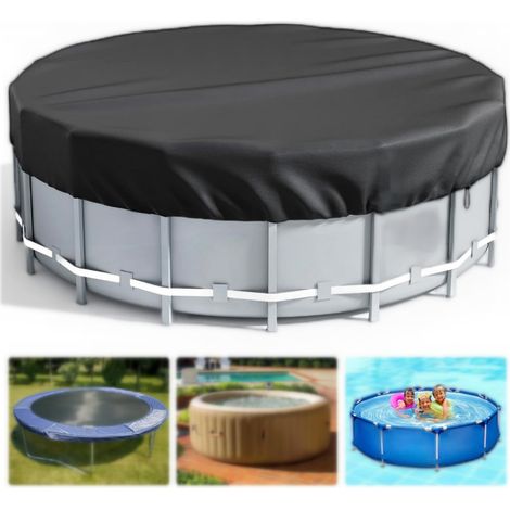 Couverture de piscine extérieure en tissu Oxford noir (1/4)