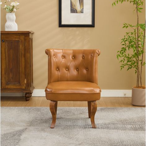 Sedia pranzo imbottita in pelle con gambe in legno OKMYHOME (1/5)