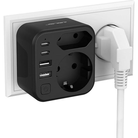 Multiprise Murale Prise USB Murale Prises Ports Ports Compact Multiprise Murale avec Interrupteur pour Noir (1/3)