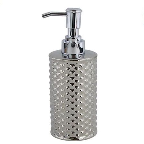 TRADE SHOP - Dispenser Sapone Liquido Accessorio Bagno Silver Con Effetto Cuoricini Arredo 87817 - (1/2)