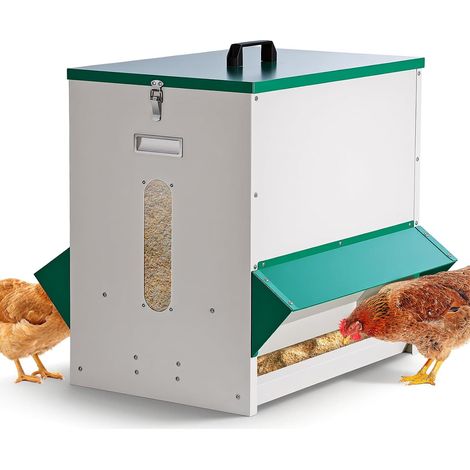 Mangeoire automatique pour poules - Distribution de nourriture pour poulets - Grande capacité - Stable - Résistant à la pluie - Pour l'extérieur - Facilite le travail (1/5)