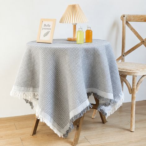 Nappe de Table Coton et Lin Tissage Uni Gris 90x150 cm Pompons Inclus 30 × 30 × 30 cm 1 kg – Livraison gratuite
