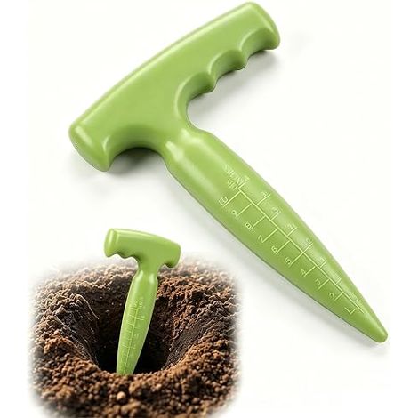 Bulb Planter with Measuring Scale - Precise Gardening Tool for Planting Vegetables and Flowers, Ideal for Amateur and Professional Gardeners (Bright Green) (1/5)