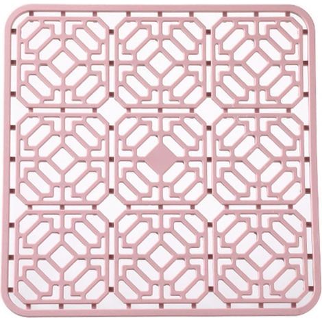 Tapis d'égouttoir en silicone, tapis d'évier en silicone, coussin d'isolation thermique en silicone pour comptoir de cuisine, rose (1/5)